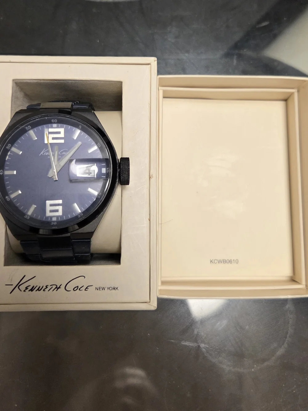 Kenneth Cole Men's Black Case with Blue Dial Stainless Bracelet Watch